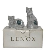 VINTAGE LENOX FINE CLEAR CRYSTAL PAIR OF CATS SALT AND PEPPER SHAKERS - €32,77 EUR