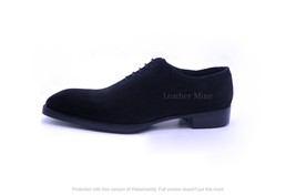  Black Suede Oxfords Dress Shoes For Men, Genuine Leather Custom Shoes - £129.08 GBP