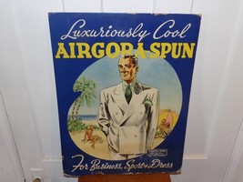 Vintage Luxuriously Cool Airgora-Spun Clothers Cardboard Display Sign - $64.35