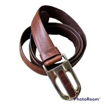 Vintage Kahn&#39;s brown glazed aniline stearhide leather belt size 34 - £23.91 GBP