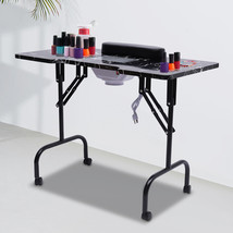 Marbled Black Manicure Nail Table Portable Station Desk Beauty Salon Equipment - £160.29 GBP