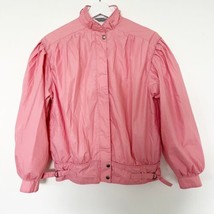 Vtg 80s Members Only Pink Women’s Jacket Hong Kong Puff Sleeves 5/6 Zip Pocket - £18.66 GBP