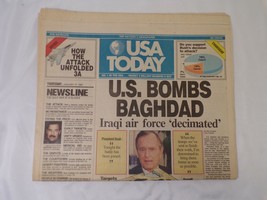 ORIGINAL Vintage USA Today Newspaper January 17 1991 US Bombs Baghdad Gu... - $79.19