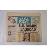 ORIGINAL Vintage USA Today Newspaper January 17 1991 US Bombs Baghdad Gu... - £62.27 GBP