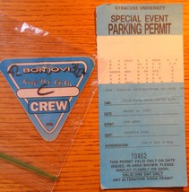 Bon Jovi Vintage Keep The Faith Crew Pass + 1987 Syracuse Carrier Parking Pass - £15.69 GBP