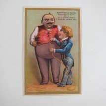 Victorian Trade Card Clothing Tailor Fat Man Measure Tape Comic OJ Copelands MA - £7.85 GBP