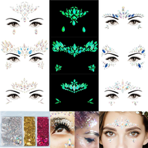 6Sheets Face Jewels Gems Self-Adhesive Rhinestone+30G Chunky Face Body Eye Hair  - £11.14 GBP