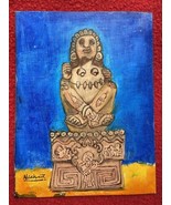 Mexican Master Alfredo Vilchis Ancient Aztec God Xochipilli Tin Retablo - $150.00