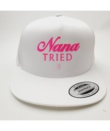 Nana Tried Mesh Snapback Embroidered flat bill trucker hat cap White - $27.71