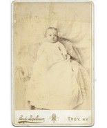 Turn of the Century cabinet card baby in christening gown Troy NY - $371.04 MXN
