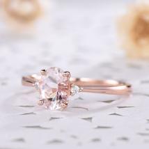 1.20Ct Oval Cut Peach Morganite &amp; Diamond Engagement Ring 14K Rose Gold Finish - £64.42 GBP