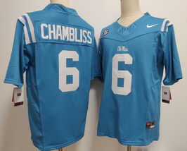 Men's Ole Miss Rebels #6 Trinidad Chambliss Stitched Jersey Powder Blue ... - $39.88