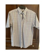 Orvis Shirt Mens Medium Blue Plaid Short Sleeve Button Down Casual Camp ... - $21.78