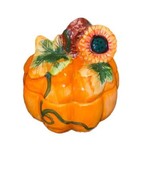 Set Of 3 Orange Ceramic Pumpkin with Lid Candy Cookie Jar  Autumn Fall V... - $49.99