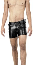 Leather Short Men&#39;s Genuine Pant Laces Side Waist Pants Jean Shorts Mani... - $406.37 MXN+