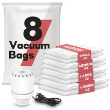 Travel Vacuum Storage Bags With Electric Pump, 8 Combo Vacuum Sealed Bags For Cl - $29.99