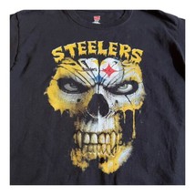 Pittsburgh Steelers 3D Graphic Skull Hanes Black T-Shirt Mens Medium NFL Tee - £22.41 GBP