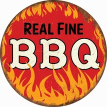 REAL FINE BBQ FLAMES 42&quot; Round Vintage Metal Sign - $391.05
