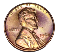 1964 Proof Lincoln Memorial Cent-Uncirculated Details With Toning-US Coin Penny - £1.56 GBP