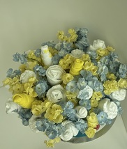 Yellow and Blue Baby Shower Diaper Bouquet Centerpiece New Mom Hospital Gift - £51.66 GBP