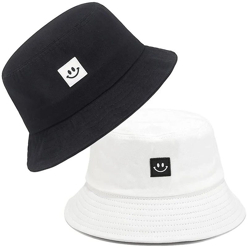 Smile Embroidery Bucket Hat Candy Colors Smile Face Panama Cap Unisex Outdoor - £10.51 GBP