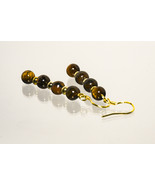 Tiger eye beads with gold accent bead earrings - £7.86 GBP