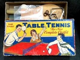 Vintage Table Tennis Game Gold Medal Transogram Co Japan Rules England Net Balls - $42.08