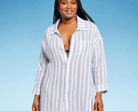 Kona SolWomen&#39;s Button-Up Cover Up Shirtdress White Stripe Size Large - $19.29