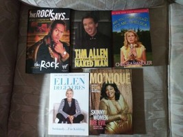 Lot Of 5 Comedy Humor Biography Memoir Books The Rock Tim Allen Ellen Monique - £17.90 GBP