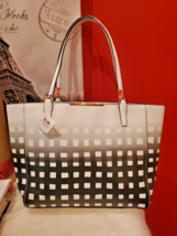 Coach Madison Black White Gingham Saffiano Shoulder Tote Bag Leather 30118 - £125.28 GBP