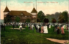 Canada Ontario London Springbank Park Merrymaking Crowd Written Antique Postcard - £5.87 GBP