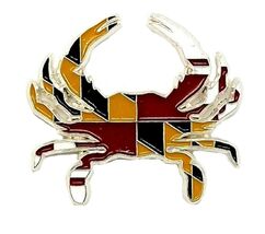 Large Maryland Flag Design Crab Hat Tac or Lapel Pin - $148.30 MXN