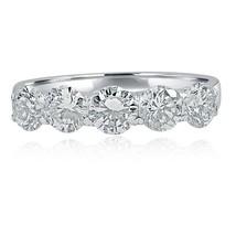 Classic 5 Stone Round Diamond Wedding Anniversary Band 14k White Gold (1.55 ctw) - £1,973.06 GBP