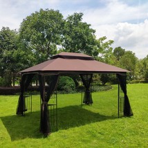 13x10 Outdoor Patio Gazebo Canopy Tent with Brown Top - £300.51 GBP