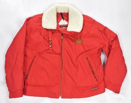 Vintage Jacket Mountain Goat Women&#39;s Bomber Puffer Size Medium White Blu... - £50.19 GBP