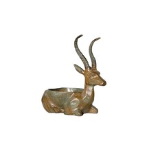 Deer Bowl Trinket Holder Tabletop Bronze Sculpture - £431.85 GBP