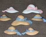 Vintage Burwood Products  1987 Set of 7 Plastic Hats with Bows Wall Disp... - $24.74