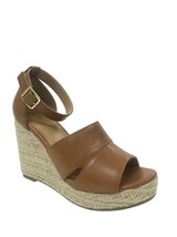 Time &amp; Tru Women&#39;s Wedge Sandals Cognac Size 11 Adjustable Ankle Strap NEW - £20.22 GBP