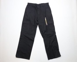 New Dickies Mens 34x32 Spell Out Loose Fit Straight Wide Leg Cargo Pants Black - £62.54 GBP