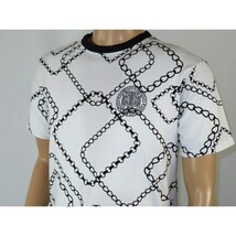 Mens PLATINI Sports Shirt With Rhine Stones Medallion Chain STT7794 White Black image 6