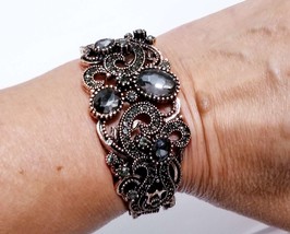 Rhinestone Bangle Bracelet, Turkish Belly Dance Jewelry, Arabic Cuff Bracelet - £28.76 GBP