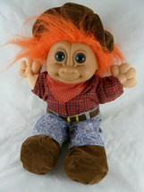 Russ Troll Doll 12&quot; Soft Body Orange Hair  Blue Eyes Western Cowboy outfit - £15.02 GBP