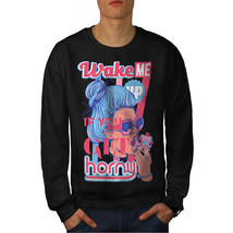 Wake Me Get Horny Sexy Jumper  Men Sweatshirt - £15.42 GBP