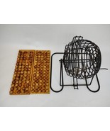 Vintage Wire Metal Bingo Spinner Cage w/Lead Catcher &amp;135 Wooden Balls 2... - $197.99