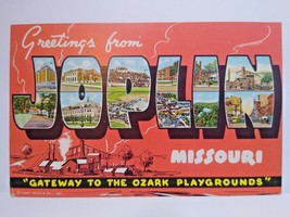 Greetings From Joplin Missouri Large Big Letter Postcard Linen Curt Teich Ozark - £6.77 GBP