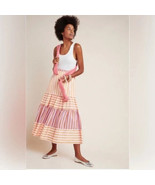 Dolan Anthropologie Frida pink orange striped colorful Tiered skirt Size... - £33.59 GBP