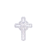 9ct White Gold Baguette &amp; Round Natural Diamond Cross Pendant 0.45ct - $1,575.16 CAD
