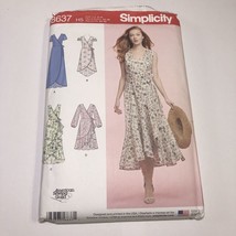 Simplicity 8637 Size 6-14 Misses&#39; Wrap Dress w Length Sleeve Variations - £10.27 GBP