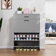 Gray Entryway Shoe Cabinet with Flip Drawers - Free Standing Organizer - $2,621.90 MXN
