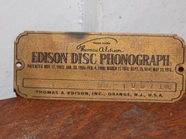 Vintage Edison Disc Phonograph Metal Plaque Plate - $442.88 MXN